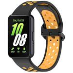 For Samsung Galaxy Fit 3 xDfind Two Color Silicone Breathable Watch Band(Black Yellow)