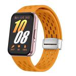 For Samsung Galaxy Fit 3 xDfind Mesh Magnetic Silver Buckle Silicone Watch Strap(Yellow)