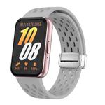 For Samsung Galaxy Fit 3 xDfind Mesh Magnetic Silver Buckle Silicone Watch Strap(Grey)