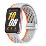 For Samsung Galaxy Fit 3 xDfind Mesh Magnetic Silver Buckle Silicone Watch Strap(Wild Path Gray Orange)