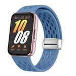 For Samsung Galaxy Fit 3 xDfind Mesh Magnetic Silver Buckle Silicone Watch Strap(Blue)