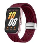 For Samsung Galaxy Fit 3 xDfind Mesh Magnetic Silver Buckle Silicone Watch Strap(Wine Red)