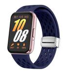 For Samsung Galaxy Fit 3 xDfind Mesh Magnetic Silver Buckle Silicone Watch Strap(Midnight Blue)
