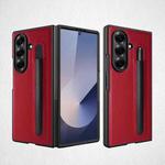 For Samsung Galaxy Z Fold7 5G Integrated Litchi Skin Phone Case With Pen Slot, Without Pen(Red)