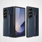 For Samsung Galaxy Z Fold7 5G Integrated Litchi Skin Phone Case With Pen Slot, Without Pen(Blue)