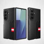 For Samsung Galaxy Z Fold7 5G Integrated Webbing Card Slot Litchi Skin Pasting Phone Case(Black)