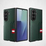 For Samsung Galaxy Z Fold7 5G Integrated Webbing Card Slot Litchi Skin Pasting Phone Case(Green)
