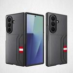 For Samsung Galaxy Z Fold7 5G Integrated Webbing Card Slot Litchi Skin Pasting Phone Case(Gray)
