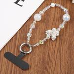 Diamond Butterfly Universal Phone Anti-lost Crystal Beads Charm Strap(White)