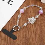 Diamond Butterfly Universal Phone Anti-lost Crystal Beads Charm Strap(Purple)