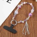 Gold Foil Bead Chain Universal Phone Anti-lost Crystal Beads Charm Strap(Purple)