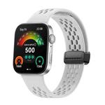 For Huawei Watch Fit4 Pro / Fit4 / Fit3 xDfind Hole Style Magnetic Black Buckle Silicone Watch Band(White)