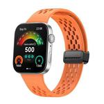 For Huawei Watch Fit4 Pro / Fit4 / Fit3 xDfind Hole Style Magnetic Black Buckle Silicone Watch Band(Orange)