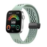 For Huawei Watch Fit4 Pro / Fit4 / Fit3 xDfind Hole Style Magnetic Black Buckle Silicone Watch Band(Grey Green)