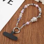 Magnificent Bead Chain Universal Phone Anti-lost Crystal Beads Charm Strap(Purple)