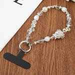 Magnificent Bead Chain Universal Phone Anti-lost Crystal Beads Charm Strap(White)