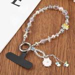 Elegant Bead Chain Universal Phone Anti-lost Crystal Beads Charm Strap(Pink)
