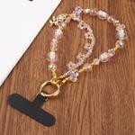 Flower Bead Chain Universal Phone Anti-lost Crystal Beads Charm Strap(Pink)