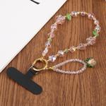 Flowers Fruits Bead Chain Universal Phone Anti-lost Crystal Beads Charm Strap(Pink)