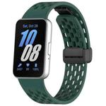 For Samsung Galaxy Fit3 xDfind Hole Style Magnetic Black Buckle Silicone Watch Band(Pine Green)