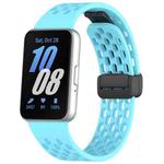 For Samsung Galaxy Fit3 xDfind Hole Style Magnetic Black Buckle Silicone Watch Band(Sky Blue)
