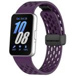 For Samsung Galaxy Fit3 xDfind Hole Style Magnetic Black Buckle Silicone Watch Band(Purple)