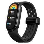 For Xiaomi Smart Band 10 / 9 / 8 xDfind Holes Magnetic Black Buckle Silicone Watch Band(Black)