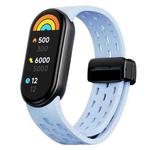 For Xiaomi Smart Band 10 / 9 / 8 xDfind Holes Magnetic Black Buckle Silicone Watch Band(Light Blue)