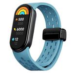 For Xiaomi Smart Band 10 / 9 / 8 xDfind Holes Magnetic Black Buckle Silicone Watch Band(Dark Blue)