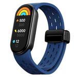 For Xiaomi Smart Band 10 / 9 / 8 xDfind Holes Magnetic Black Buckle Silicone Watch Band(Midnight Blue)
