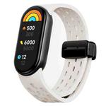 For Xiaomi Smart Band 10 / 9 / 8 xDfind Holes Magnetic Black Buckle Silicone Watch Band(Starlight)
