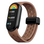 For Xiaomi Smart Band 10 / 9 / 8 xDfind Holes Magnetic Black Buckle Silicone Watch Band(Brown)
