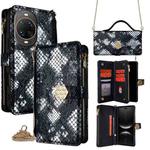 For Huawei nova 14 Ultra 5G Crossbody Handle Snake Texture Leather Phone Case(Black)