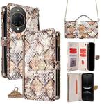 For Huawei nova 14 Ultra 5G Crossbody Handle Snake Texture Leather Phone Case(White)