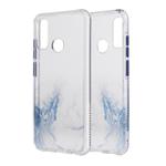 For Huawei P Smart 2020 Marble Pattern Glittery Powder Shockproof TPU Case with Detachable Buttons(Baby Blue)