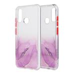 For Huawei P Smart 2020 Marble Pattern Glittery Powder Shockproof TPU Case with Detachable Buttons(Purple)
