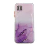 For Huawei P40 Lite Marble Pattern Glittery Powder Shockproof TPU Case with Detachable Buttons(Purple)