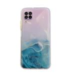 For Huawei P40 Lite Marble Pattern Glittery Powder Shockproof TPU Case with Detachable Buttons(Green)