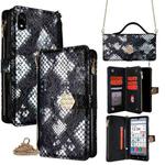 For ZTE Kantan Sumaho 4 A402ZT Crossbody Handle Snake Texture Leather Phone Case(Black)