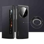 For Honor Magic V5 SULADA Kevlar 600D Texture Smart Window Leather Phone Case(Black)