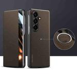 For Samsung Galaxy Z Fold7 5G SULADA Kevlar 600D Texture Smart Window Leather Phone Case(Brown)