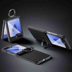 For Samsung Galaxy Z Flip6 SULADA 600D Kevlar Texture PC Shockproof Phone Case with Rng Holder(Black)