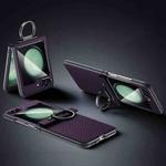 For Samsung Galaxy Z Flip5 SULADA 600D Kevlar Texture PC Shockproof Phone Case with Rng Holder(Purple)