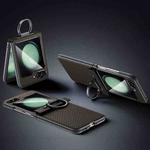 For Samsung Galaxy Z Flip5 SULADA 600D Kevlar Texture PC Shockproof Phone Case with Rng Holder(Brown)