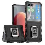 For Samsung Galaxy Z Flip7 Non-slip Shockproof Armor Phone Case with Ring Holder(Black)