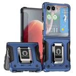 For Samsung Galaxy Z Flip7 Non-slip Shockproof Armor Phone Case with Ring Holder(Blue)