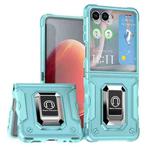 For Samsung Galaxy Z Flip7 Non-slip Shockproof Armor Phone Case with Ring Holder(Mint Green)