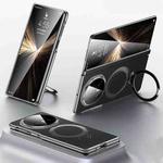 For Honor Magic V5 SULADA Top Grain Leather MagSafe Magnetic Holder Phone Case(Black)