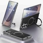 For Samsung Galaxy Z Fold7 5G SULADA Top Grain Leather MagSafe Magnetic Holder Phone Case(Black)