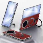 For vivo X Fold5 SULADA Top Grain Leather MagSafe Magnetic Holder Phone Case(Red)